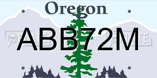 ABB72M Oregon License Plate
