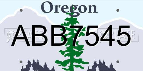 ABB7545 Oregon License Plate