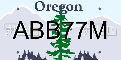 ABB77M Oregon License Plate