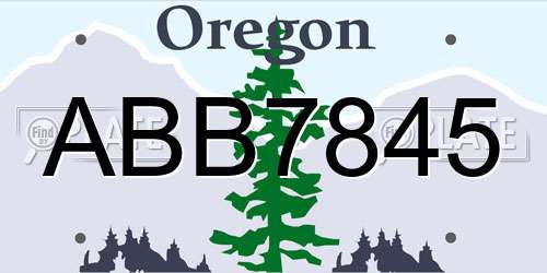 ABB7845 Oregon License Plate