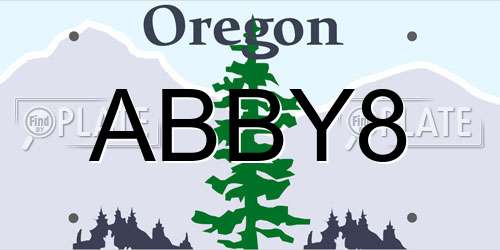 ABBY8 Oregon License Plate