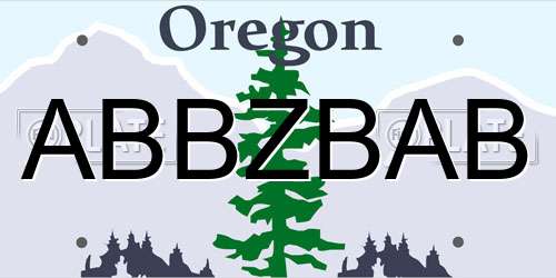 ABBZBAB Oregon License Plate