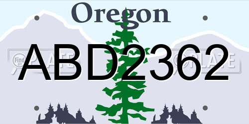 ABD2362 Oregon License Plate