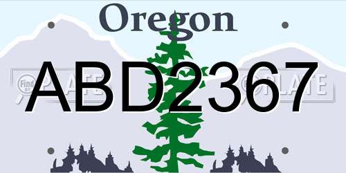 ABD2367 Oregon License Plate