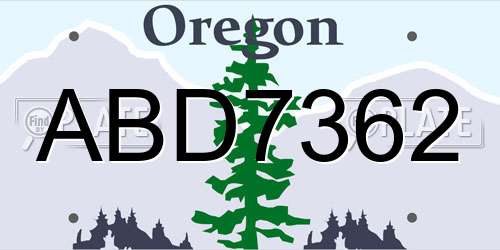 ABD7362 Oregon License Plate