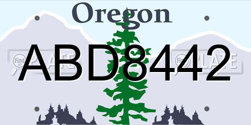 ABD8442 Oregon License Plate