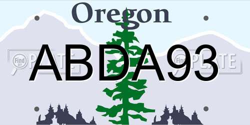 ABDA93 Oregon License Plate