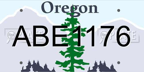 ABE1176 Oregon License Plate