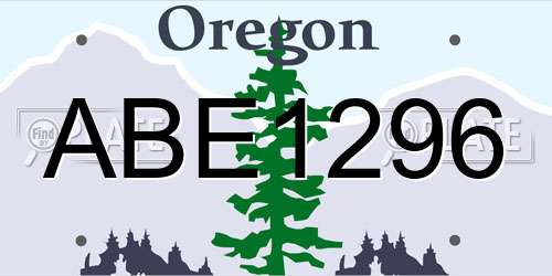 ABE1296 Oregon License Plate
