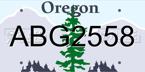 ABG2558 Oregon License Plate