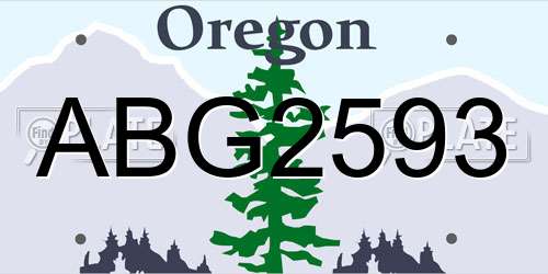 ABG2593 Oregon License Plate