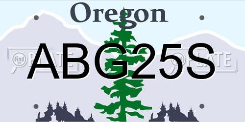 ABG25S Oregon License Plate