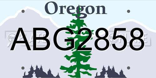 ABG2858 Oregon License Plate