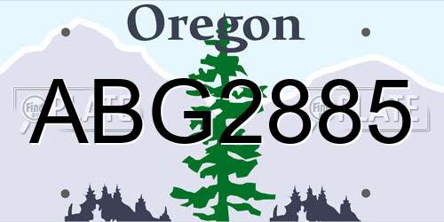 ABG2885 Oregon License Plate
