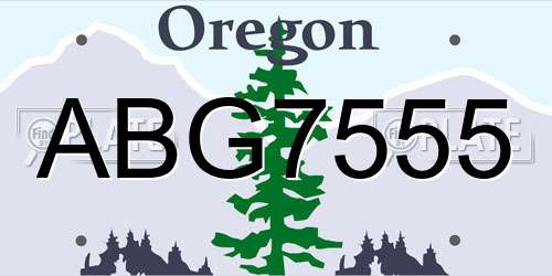ABG7555 Oregon License Plate