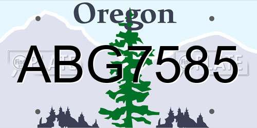 ABG7585 Oregon License Plate