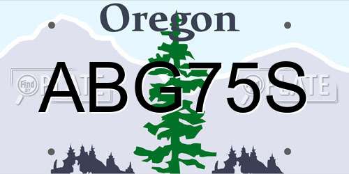 ABG75S Oregon License Plate