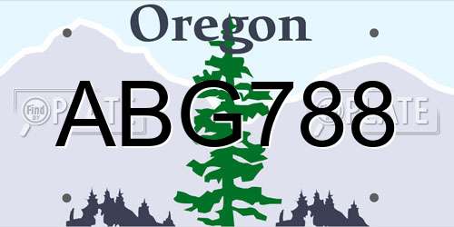 ABG788 Oregon License Plate