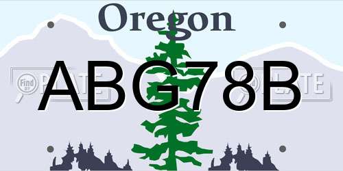 ABG78B Oregon License Plate
