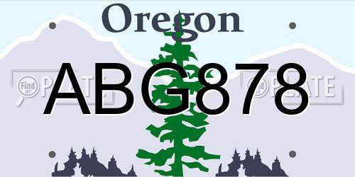 ABG878 Oregon License Plate