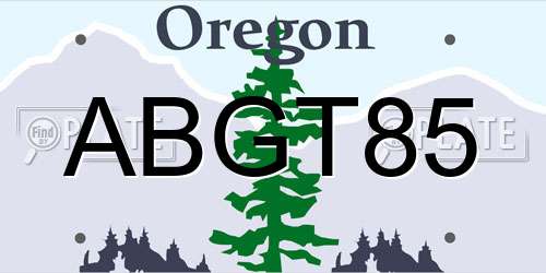 ABGT85 Oregon License Plate