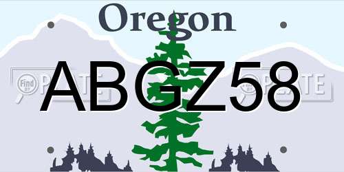 ABGZ58 Oregon License Plate