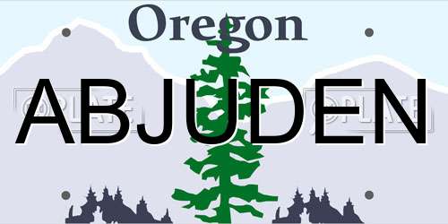 ABJUDEN Oregon License Plate