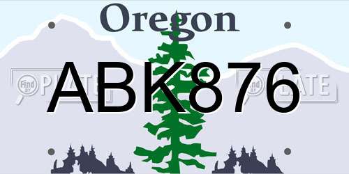 ABK876 Oregon License Plate