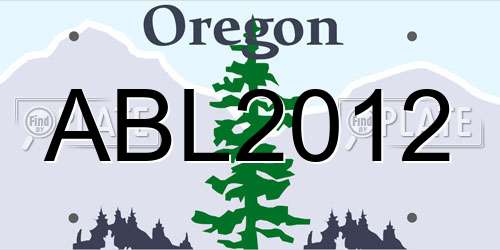 ABL2012 Oregon License Plate