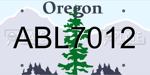 ABL7012 Oregon License Plate