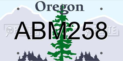 ABM258 Oregon License Plate