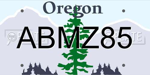 ABMZ85 Oregon License Plate