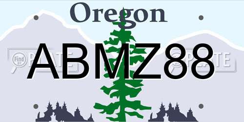 ABMZ88 Oregon License Plate