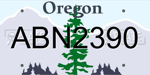 ABN2390 Oregon License Plate