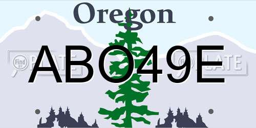 ABO49E Oregon License Plate