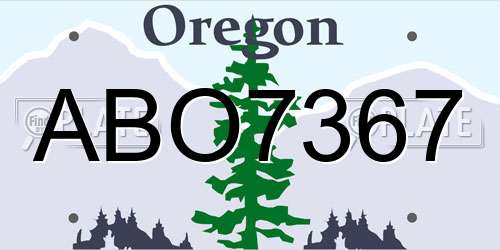 ABO7367 Oregon License Plate