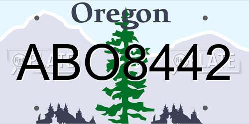ABO8442 Oregon License Plate