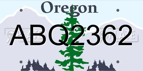ABQ2362 Oregon License Plate