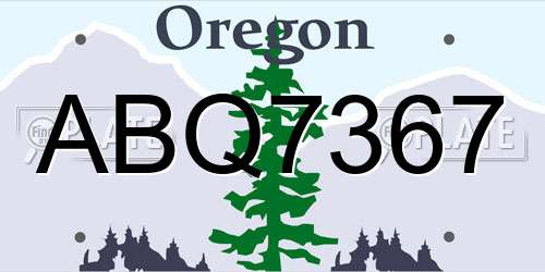 ABQ7367 Oregon License Plate