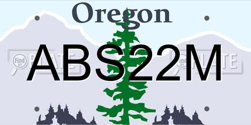 ABS22M Oregon License Plate