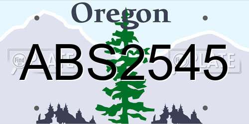 ABS2545 Oregon License Plate