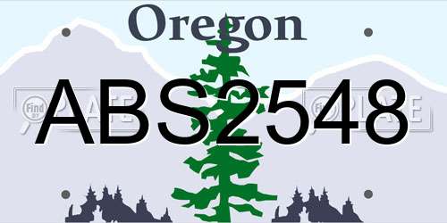 ABS2548 Oregon License Plate
