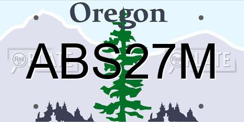 ABS27M Oregon License Plate
