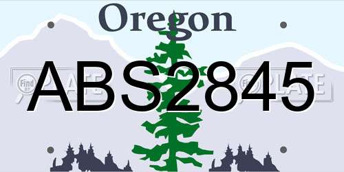 ABS2845 Oregon License Plate