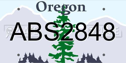 ABS2848 Oregon License Plate