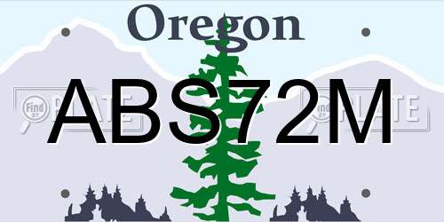 ABS72M Oregon License Plate