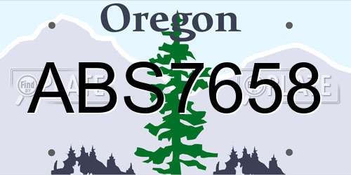 ABS7658 Oregon License Plate