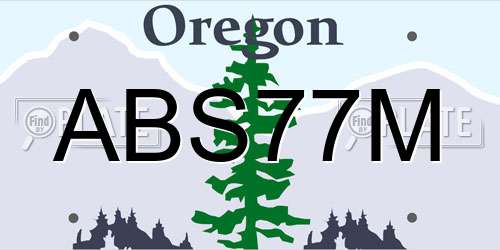 ABS77M Oregon License Plate