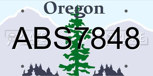 ABS7848 Oregon License Plate