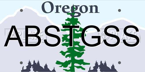 ABSTGSS Oregon License Plate